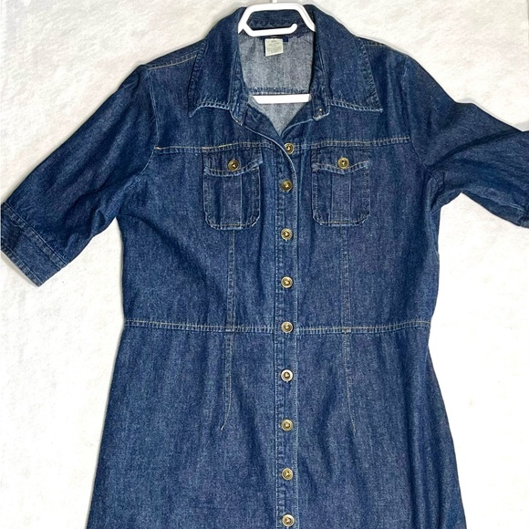 Large Blue Jean Dress by Cherokee long Jean skirt one piece Cherokee Jean Dress - Picture 1 of 11